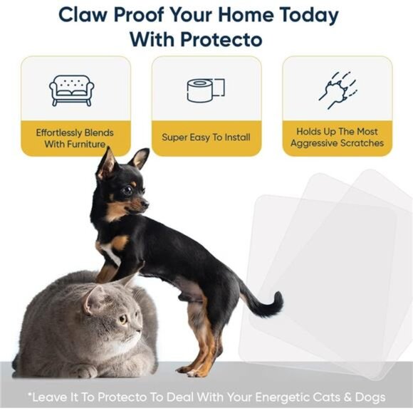 4-Pack Cat Anti Scratch Furniture Protector - 16"x12" Clear Pet Couch Protector - Picture 2 of 7